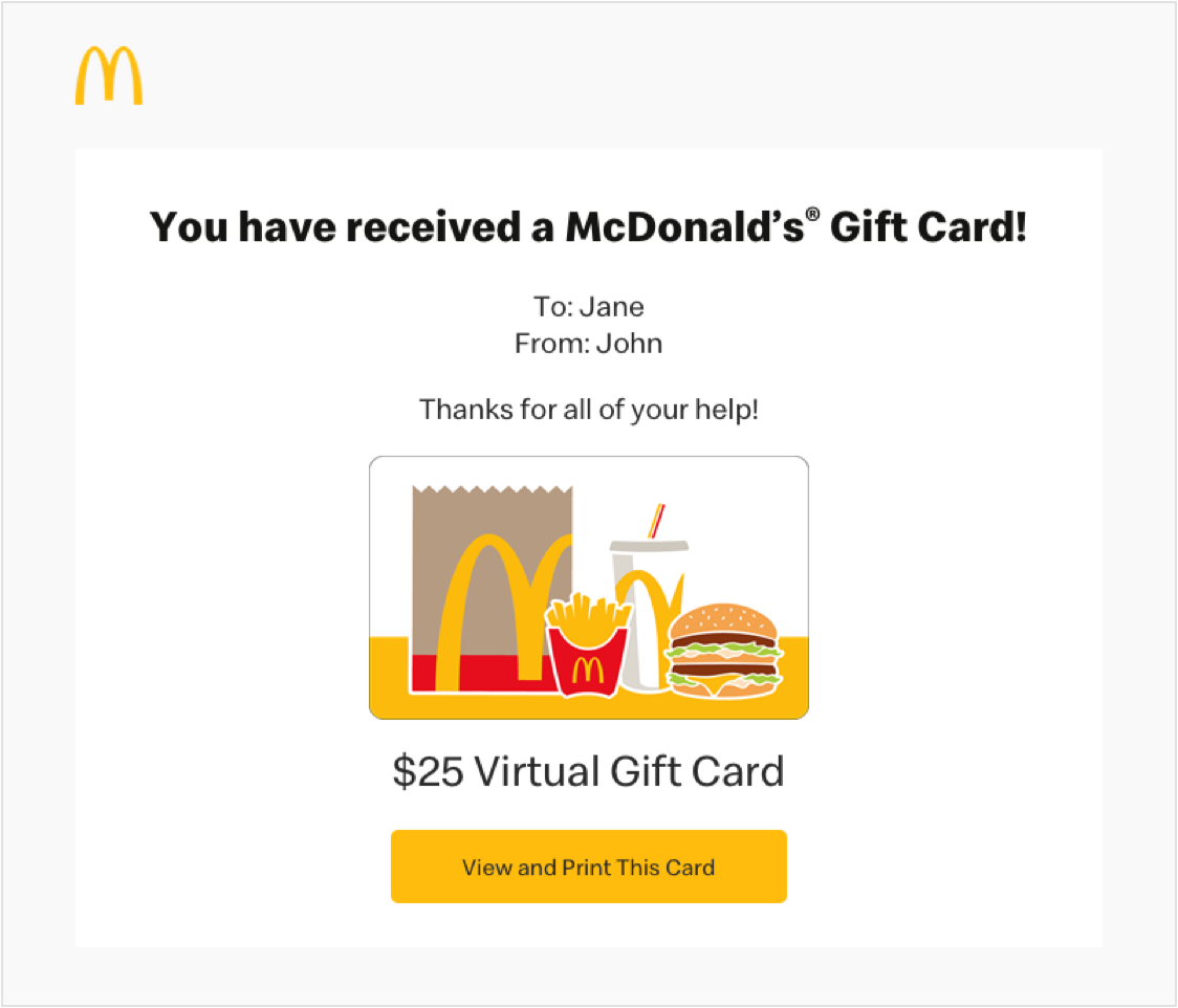 McDonald's Digital Gift Cards